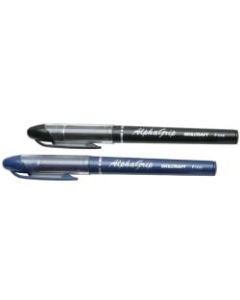 SKILCRAFT Alphagrip Ballpoint Pens, Fine Point, Black Barrel, Black Ink, Pack Of 12