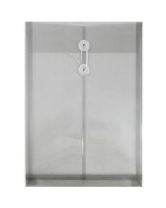 JAM Paper Open-End Plastic Envelopes, Legal-Size, 9 3/4in x 14 1/2in, Smoke Gray, Pack Of 12