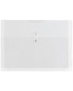 JAM Paper Booklet Plastic Envelopes, Letter-Size, 9 3/4in x 13in, Button & String, Clear, Pack Of 12