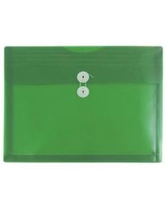 JAM Paper Booklet Plastic Envelopes, Letter-Size, 9 3/4in x 13in, Button & String Closure, Green, Pack Of 12