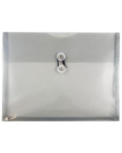 JAM Paper Booklet Plastic Envelopes, Letter-Size, 9 3/4in x 13in, Button & String Closure, Smoke Gray, Pack Of 12