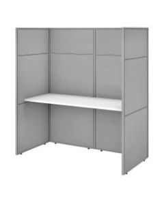 Bush Business Furniture Easy Office 60inW Cubicle Desk Workstation With 66inH Closed Panels, Pure White/Silver Gray, Premium Installation