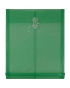 JAM Paper Open-End Plastic Envelopes, Letter-Size, 9 3/4in x 11 3/4in, Green, Pack Of 12