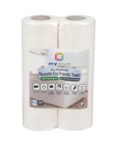 Mind Reader My Stuff 1-Ply Reusable Paper Towels, 19-1/2in x 6-1/2in, White, 20 Sheets Per Roll, Pack Of 2 Rolls