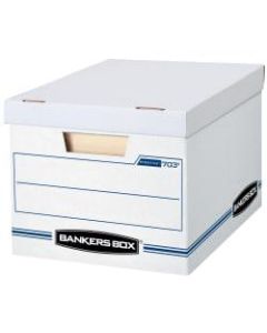 Bankers Box Stor/File Standard-Duty Storage Boxes With Lift-Off Lids And Built-In Handles, Letter/Legal Size, 10 x 12in x 15in, 60% Recycled, White/Blue, Pack Of 10