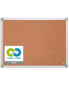 MasterVision Earth Cork Board, 24in x 36in, 80% Recycled, Aluminum Frame With Silver Finish