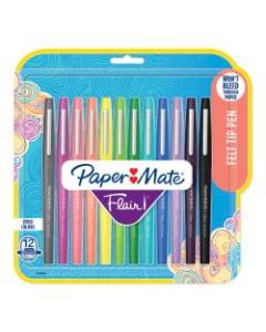 Paper Mate Flair Tropical Vacation Felt Tip Pens, Medium Point, 0.7 mm, Assorted Colors, Pack Of 12
