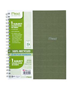 Mead 100% Recycled Notebook, 3-Hole Punched, 8 1/2in x 11in, 1 Subject, College Ruled, 80 Sheets, Assorted Color (No Color Choice)