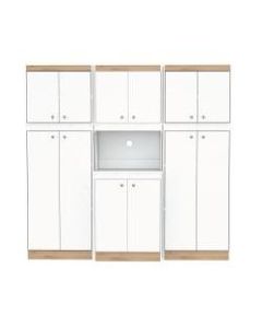 Inval Galley 3-Piece Kitchen Storage Cabinet System, 66-13/16inH x 70-7/8inW x 14-1/2inD, White/Vienes Oak