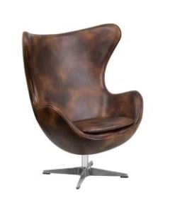 Flash Furniture Swivel Egg Chair With Tilt-Lock Mechanism, Bomber Jacket Brown/Gray