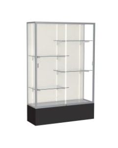Waddell Spirit 4-Shelf Floor Display Case, 72inH x 48inW x 16inD, Black Base/Satin Finish