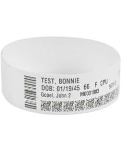 Zebra Wristband Polypropylene 1 x 11in Direct Thermal Zebra Z-Band Direct HC100 - 1in Width x 11in Length - 200/Roll - 1200 / Case - White, White