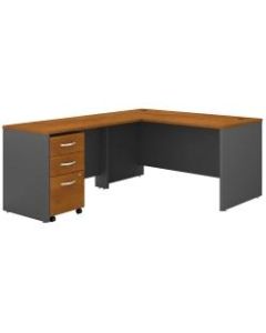 Bush Business Furniture Components 60inW L-Shaped Desk With 3-Drawer Mobile File Cabinet, Natural Cherry/Graphite Gray, Standard Delivery