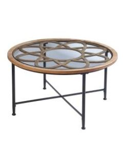 SEI Melvoir Cocktail Table, 18inH x 32-1/2inW x 32-1/2inD, Natural/Black