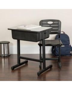 Flash Furniture Adjustable Pedestal Frame Student Desk And Chair, Gray