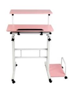 Mind Reader 27inW Mobile Sitting/Standing Desk, Pink