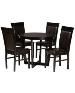 Baxton Studio Irma Dining Set, 29-15/16inH x 35-7/16inW x 35-7/16inD, Dark Brown/Espresso Brown