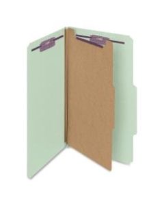 Smead Classification Folders, Pressboard With SafeSHIELD Fasteners, 1 Divider, 2in Expansion, Legal Size, 60% Recycled, Gray/Green, Box Of 10
