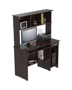 Inval Computer Workcenter With Hutch, Espresso-Wengue