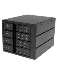 StarTech.com 4 Bay Aluminum Trayless Hot Swap Mobile Rack Backplane for 3.5in SAS II/SATA III - 6 Gbps HDD - Connect and hot swap four 3.5in SATA III or SAS II hard drives to your computer system in three 5.25in bays, with support for SATA 6 Gbps