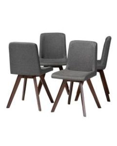 Baxton Studio Pernille Dining Chairs, Gray/Walnut, Set Of 4 Chairs