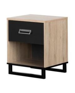 South Shore Induzy 1-Drawer Nightstand, 23-1/4inH x 19-1/2inW x 16-1/2inD, Rustic Oak/Matte Black