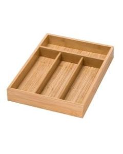 Honey-Can-Do 4-Compartment Bamboo Cutlery Tray, 2inH x 10 1/4inW x 14inD