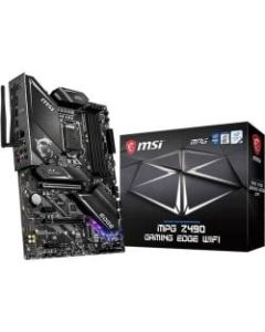 MSI MPG Z490 GAMING EDGE WIFI Desktop Motherboard - Intel Chipset - Socket LGA-1200 - Intel Optane Memory Ready - ATX - 128 GB DDR4 SDRAM Maximum RAM - DIMM, UDIMM - 4 x Memory Slots - IEEE 802.11 a/b/g/n/ac/ax - HDMI - DisplayPort - 6 x SATA Interfaces