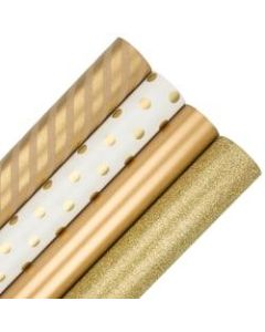 JAM Paper Wrapping Paper, 25 Sq Ft, Gold Assortment, Pack of 4 Rolls