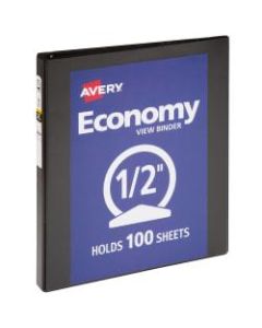 Avery Economy View 3-Ring Binder, 1/2in Round Rings, Black
