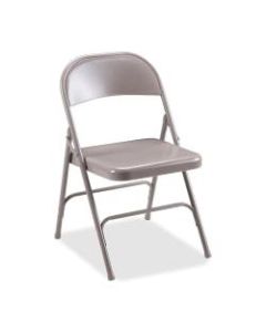 Lorell U-Brace Steel Folding Chairs, Beige, Pack Of 4
