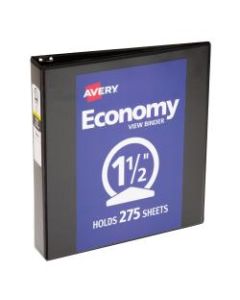 Avery Economy View 3-Ring Binder, 1 1/2in Round Rings, Black