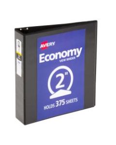 Avery Economy View 3-Ring Binder, 2in Round Rings, 39% Recycled, Black