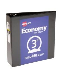Avery Economy View 3-Ring Binder, 3in Round Rings, Black