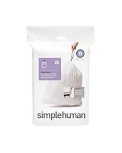 simplehuman Custom-Fit 0.03-mil Can Liners, 1.6 Gallons, White, Pack Of 360