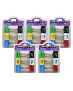 Top Notch Binder Clips, Jumbo, 1in Capacity, Things To Do, Multicolor, 6 Clips Per Pack, Set Of 5 Packs