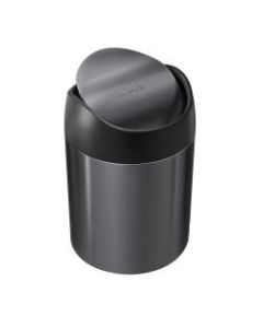 simplehuman Mini Round Steel Trash Can, 7-3/8inH x 5inW x 5inD, 1.6 Qt, Black