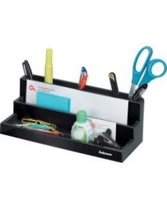 Fellowes Designer Suites 7-Compartment Organizer, 3 15/16inH x 11 1/8inW x 5inD, Black Pearl