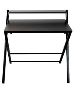 Mind Reader  2-Tier Folding Office Table, 31-3/4inH x 34inW x 25inD, Black