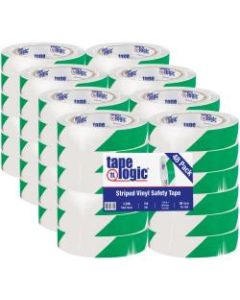 BOX Packaging Striped Vinyl Tape, 3in Core, 1in x 36 Yd., Green/White, Case Of 48