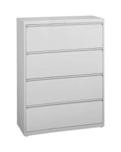 Lorell Fortress 42inW Lateral 4-Drawer File Cabinet, Metal, Light Gray