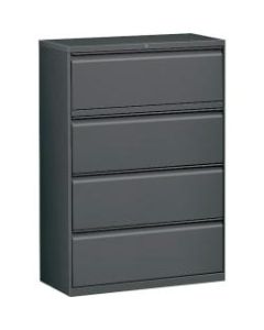 Lorell 42inW Lateral 4-Drawer File Cabinet, Metal, Charcoal
