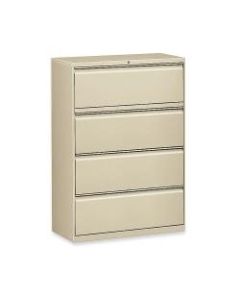 Lorell Fortress 36inW Lateral 4-Drawer File Cabinet, Metal, Putty