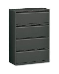 Lorell 36inW Lateral 4-Drawer File Cabinet, Metal, Charcoal