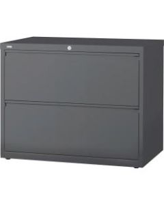 Lorell 36inW Lateral 2-Drawer File Cabinet, Metal, Charcoal