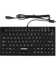 Wetkeys Waterproof Pro-grade Mid-size Keyboard w/ Pointing Device (USB) (Black) - Cable Connectivity - USB Interface - 89 Key On/Off Switch Hot Key(s) - QWERTY Layout - Computer - Trackpoint - Windows - Industrial Silicon Rubber Keyswitch - Black