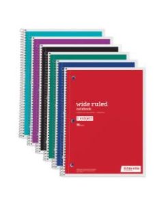 Just Basics Wirebound Notebook, 8in x 10 1/2in, 1 Subject, Wide Ruled, 70 Sheets, Assorted Colors, Pack Of 6