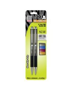 Zebra 301A Retractable Ballpoint Pens, Fine Point, 0.7 mm, Gray Barrels, Black Ink, Pack Of 2 Pens