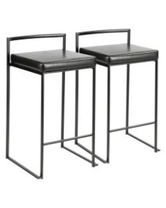 LumiSource Fuji Stacker Counter Stools, Black Seat/Black Frame, Set of 2 Stools