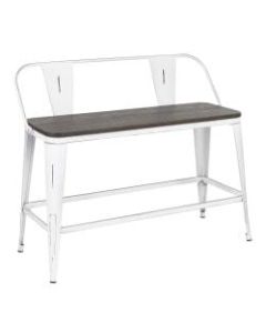LumiSource Oregon Counter Bench, Vintage White/Espresso